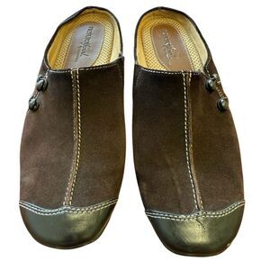 Natural Soul by Naturalizer Feranda Mule Brown Suede Slip On Sz. 8.5W Comfort